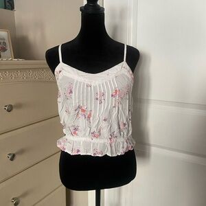 Garage White Camisole with Pink Floral Design